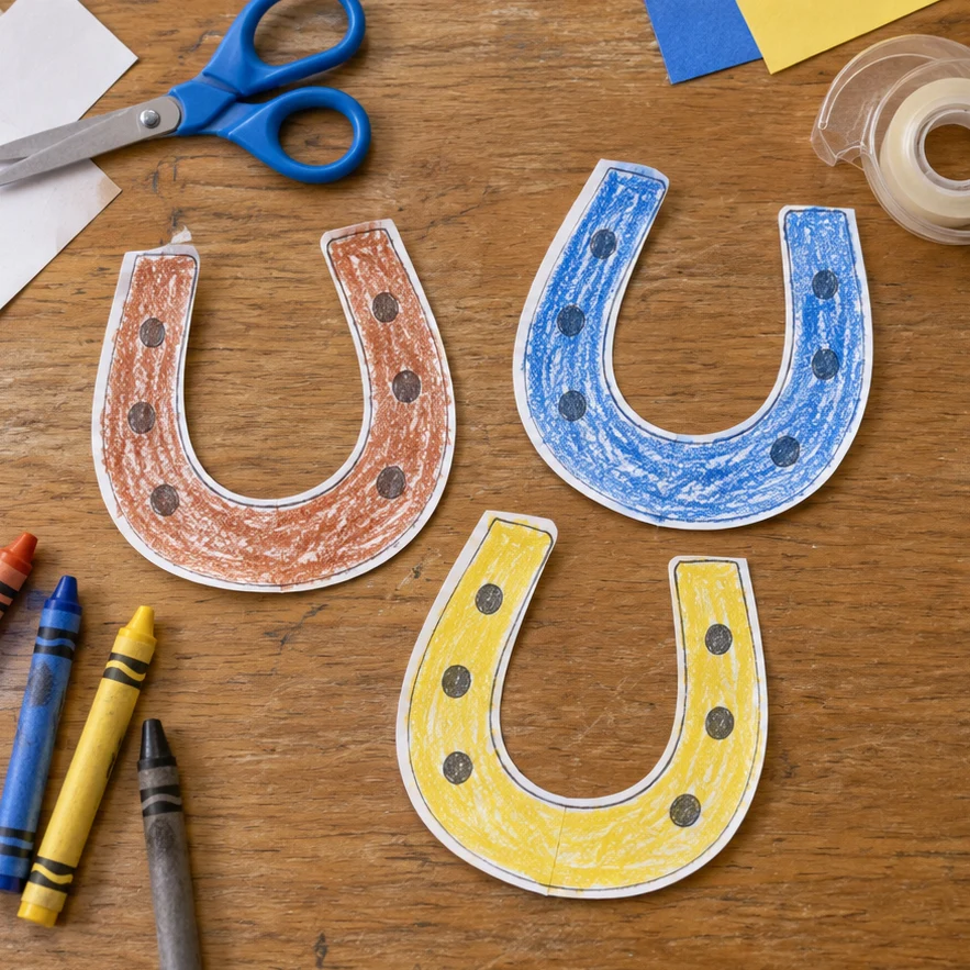 Paper horseshoe badge craft